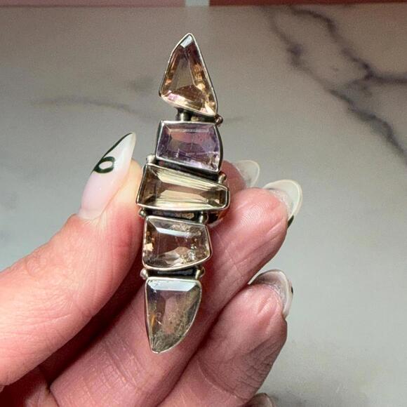 Ametrine Sterling Silver Ring: Multi-Stone Design - Picture 4 of 9
